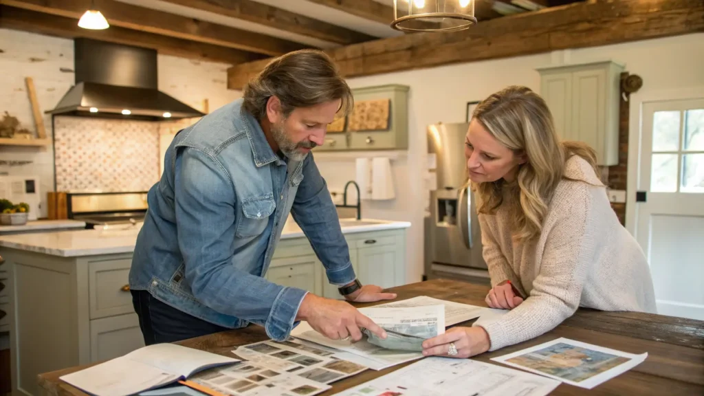 An interior designer discussing farmhouse kitchen trends.