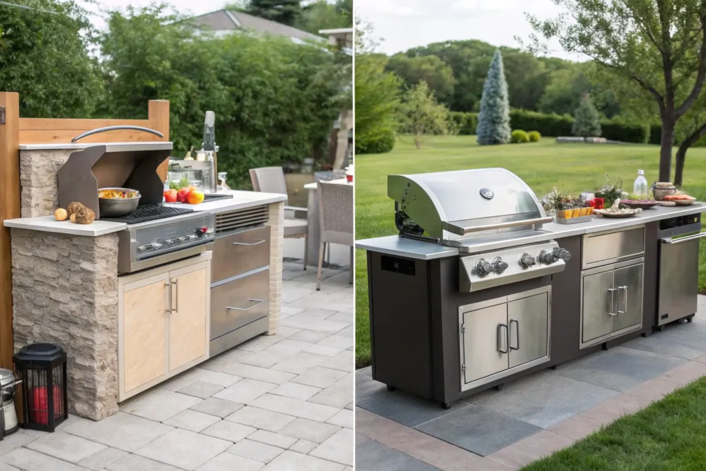 DIY vs. professional outdoor kitchen costs and benefits.