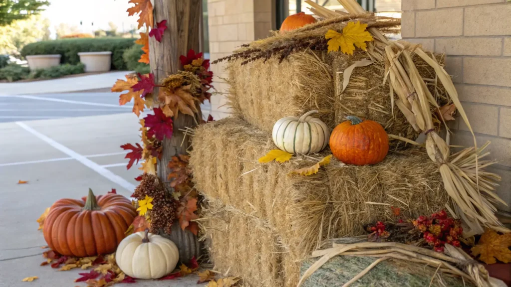 A detailed close-up of a beautifully crafted hay-wrapped initial letter for elegant fall decor.
