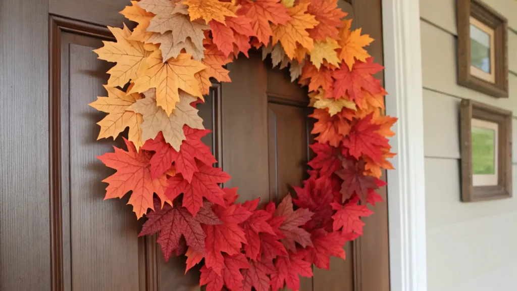 a vibrant diy fall wreath showcasing an ombre effe