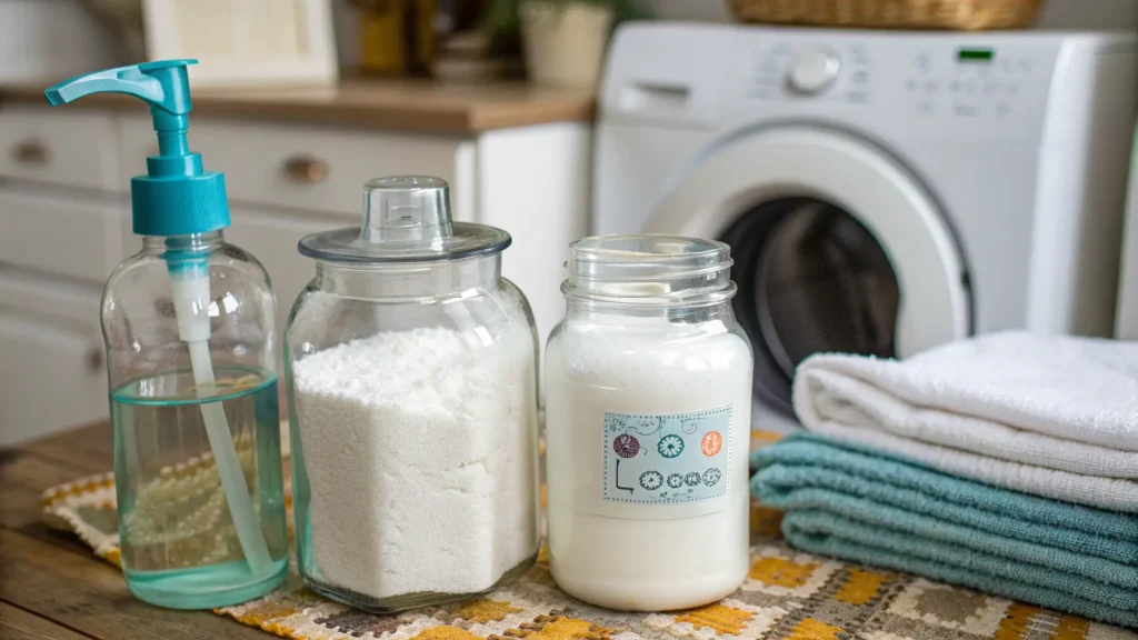 homemade borax laundry detergent powder and liquid based on load size and soil level.