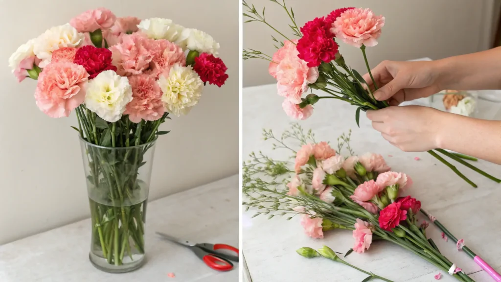 Step-by-step guide to creating a stunning carnation flower arrangement. Carnation Flowers
