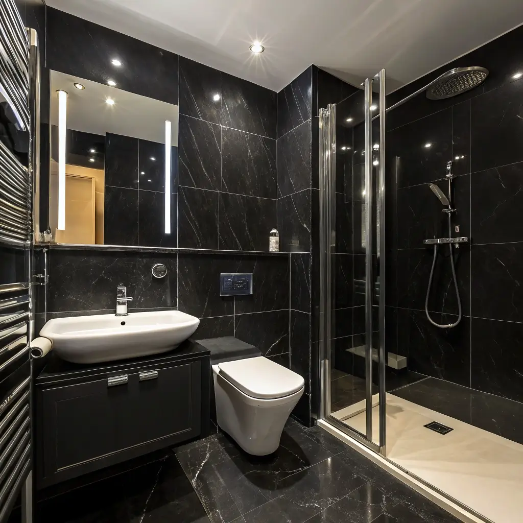 Green and Black Bathrooms