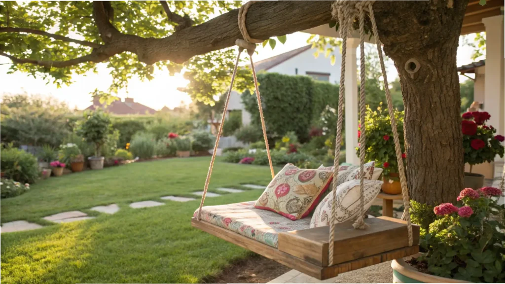 cozy and inspiring scene of diy backyard