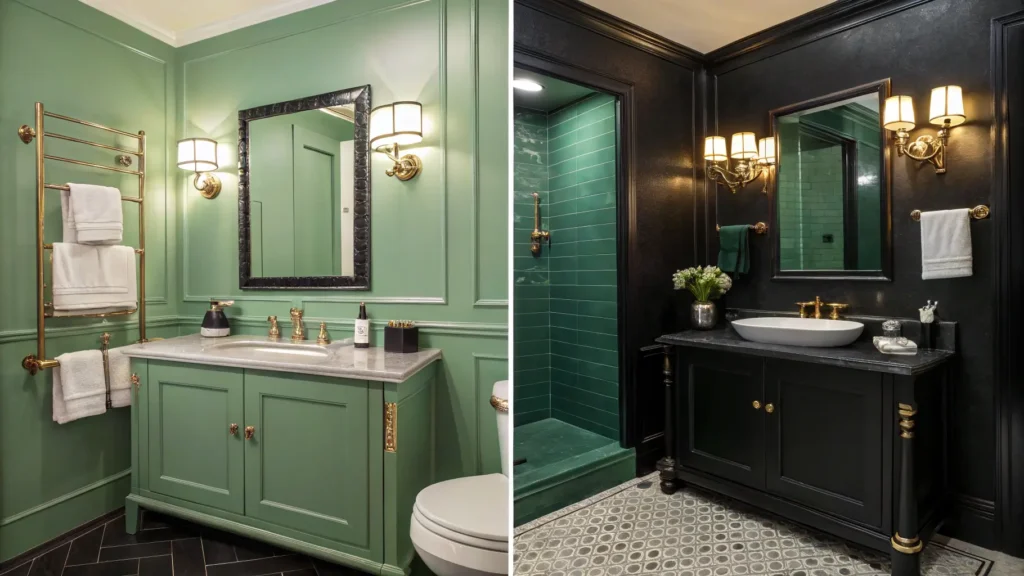 Green and Black Bathrooms