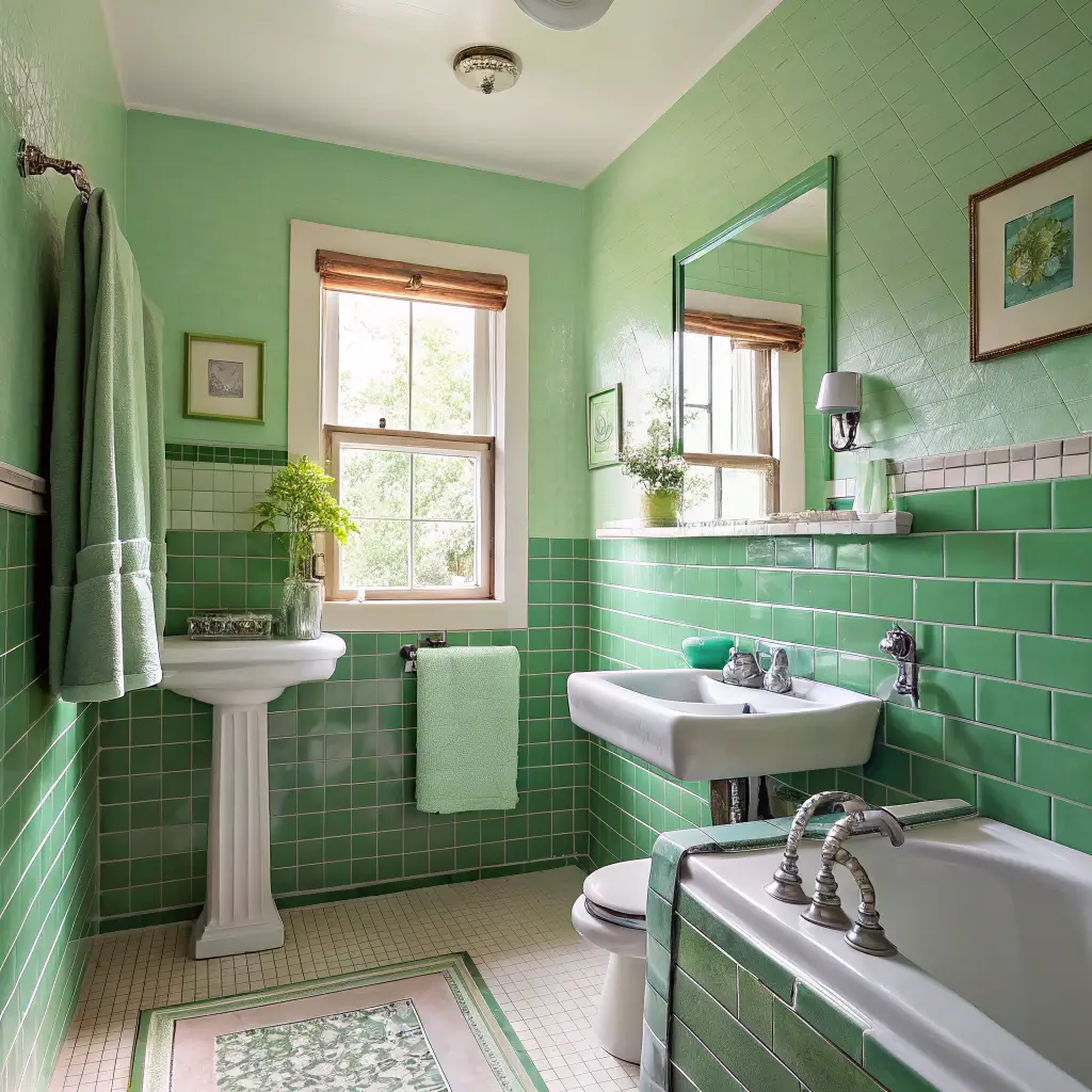 Green and Black Bathrooms